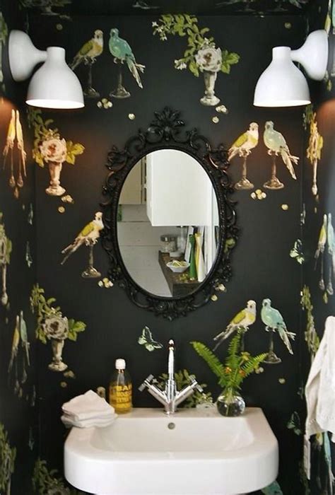 parrot wallpaper master bathroom makeover beautiful powder rooms bathroom wallpaper