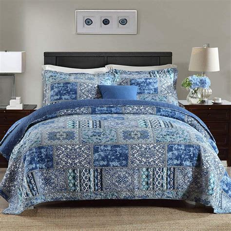 qucover single bedspreads blue quilted sofa throws lightweight cotton