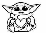 Yoda Pages Heart Coloring Baby Animation Color Kids Print Coloringpagesonly sketch template