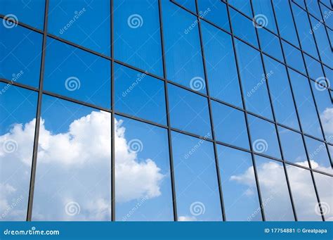 reflection   cloudy sky  glass wall stock image image  reflector exterior