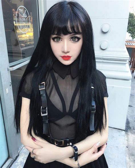 long black straight hair style in 2019 goth girls gothic beauty goth look