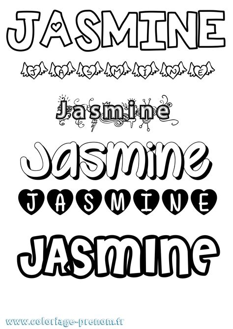coloriage du prenom jasmine  imprimer ou telecharger facilement