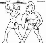 Gladiator Fight Coloring Coloringcrew sketch template