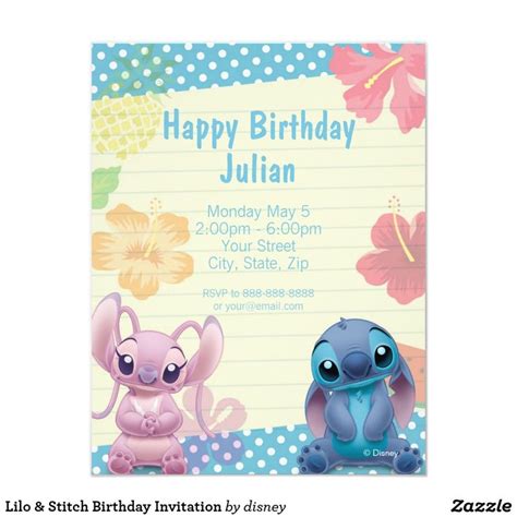 lilo stitch birthday invitation zazzlecom kids birthday party