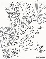 Chinese Year Coloring Pages Dragon Happy Zodiac Doodle Drawing Printable Lunar Sheets Color Alley Number Template Cartoon Getdrawings Easy Getcolorings sketch template