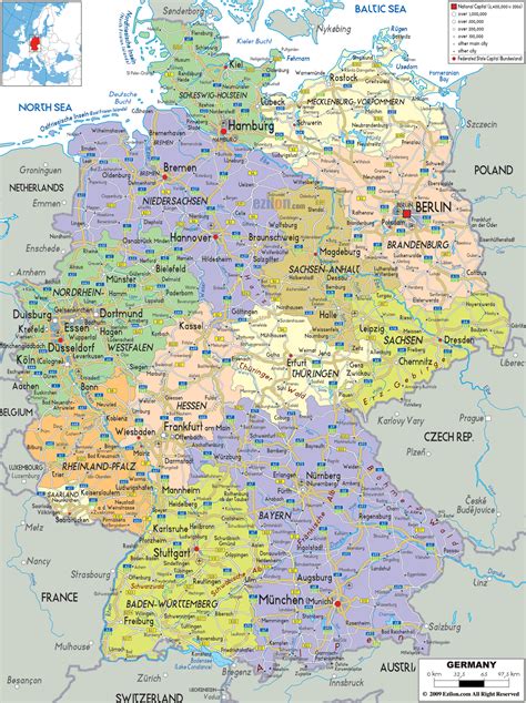 political map  germany ezilon maps