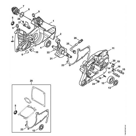 stihl ms  chainsaw ms  parts diagram ms  crankcase