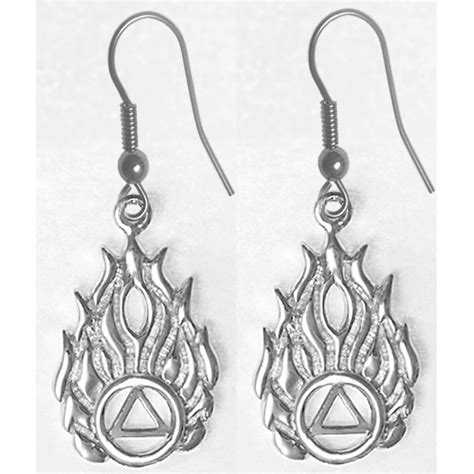 Sterling Silver Aa Symbol In Flames Earrings