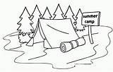 Camping Coloring Camp Tent Colouring Summer Clipart Pages Kids Sleeping Clip Library Bag Popular sketch template