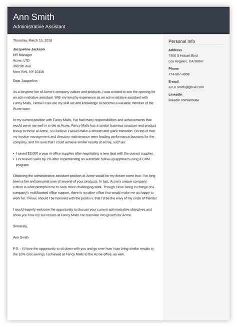 administrative assistant cover letter sample and 20 tips