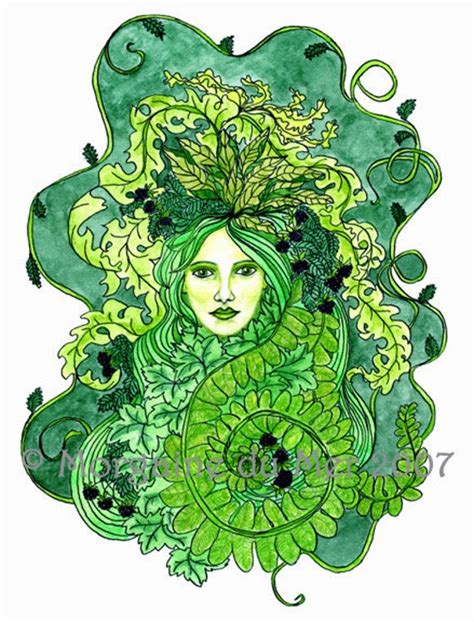 Greenwoman Earth Mother Fae Goddess Print Pagan Fantasy Wall