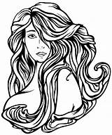Hair Long Girl Coloring Pages People Color все категории раскраски из Faces sketch template