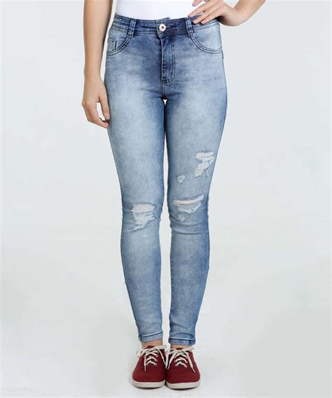 calça feminina puídos jeans skinny biotipo marisa