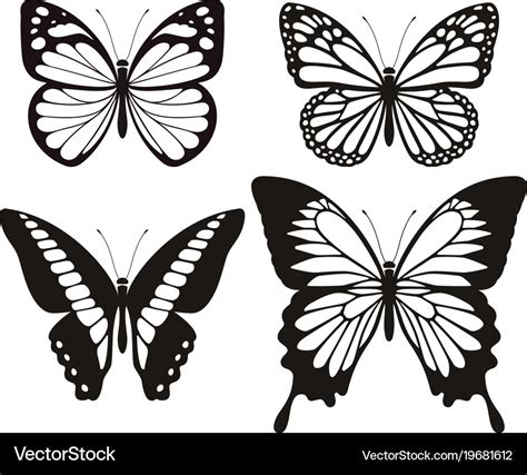 butterfly silhouette icons set royalty  vector image