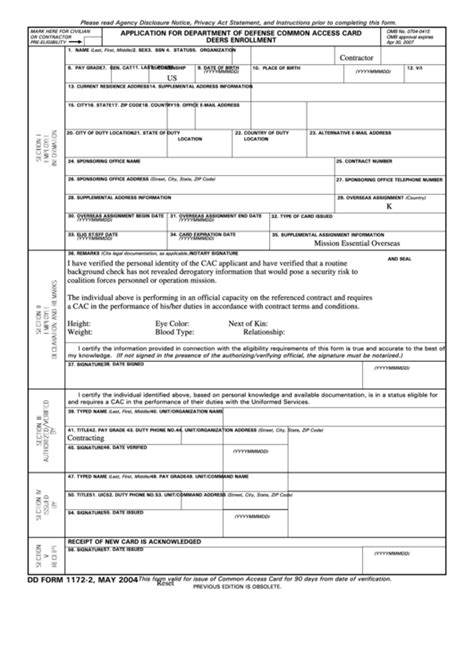 Fillable Dd Form 1172 2 Application For Department Of