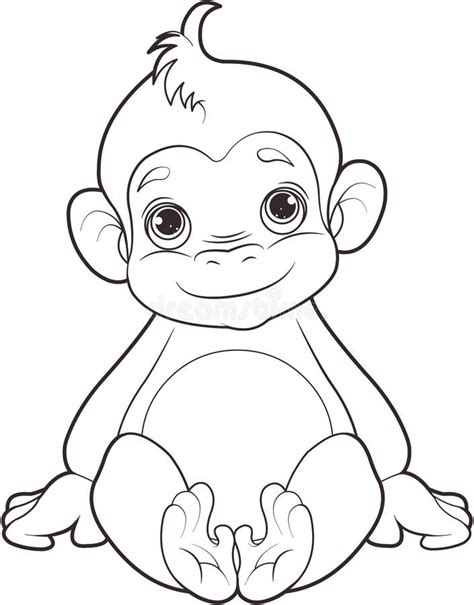 baby monkey stock vector illustration  cheerful monkey