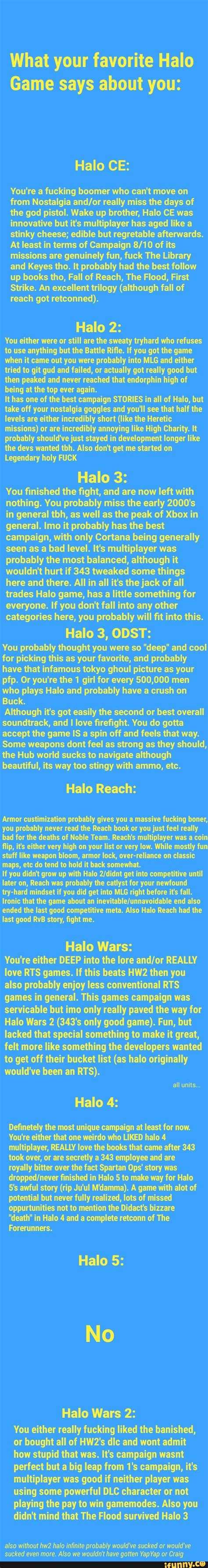 What Your Favorite Halo Game Says About You Halo Ce You Re A Fucking
