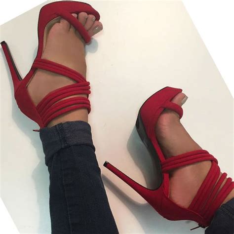 newest red suede strappy high heel sandal sexy open toe cross strap
