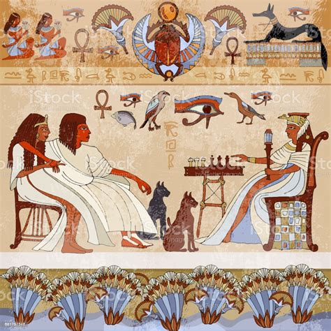 Murals Ancient Egyptscene Egyptian Gods And Pharaohs