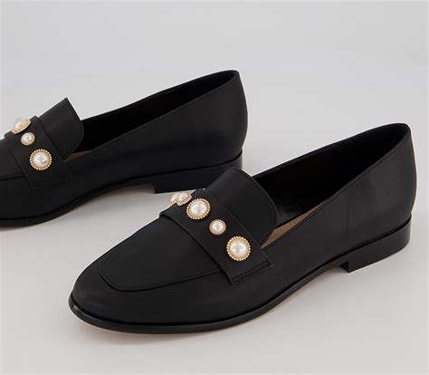 office fliss trim loafers black  pearls