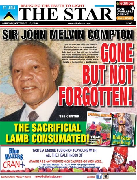 The Star Newspaper For Saturday September 10th 2016 St Lucia Star