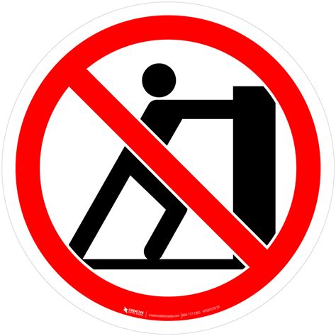 no pushing prohibition iso floor sign creative safety supply