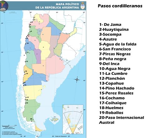 geografia profesora paez mapa de argentina  los pasos cordilleranos