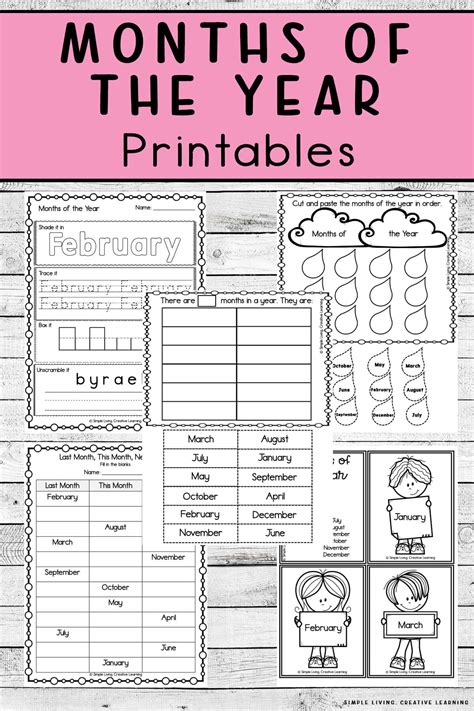 months   year printables simple living creative learning