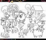 Animals Coloring Book Farm Cartoon sketch template