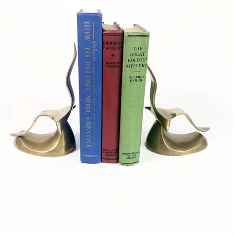 vintage brass bookends pair  solid brass flying bird seagull  vintage brass bookends