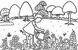 Gardening Watering Bestcoloringpagesforkids Preschool Pouring Read sketch template