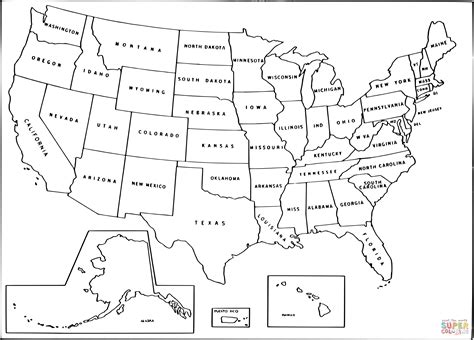simple usa map coloring page  printable coloring pages