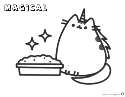 pusheen coloring pages magical  printable coloring pages