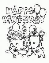 Birthday Happy Minions Coloring Pages Kids Printable Minion Print Choose Board Sheets sketch template