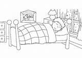 Bed Coloring Going Sleeping Large sketch template