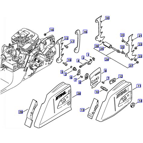 stihl ms  chainsaw ms  parts diagram chain tensioner