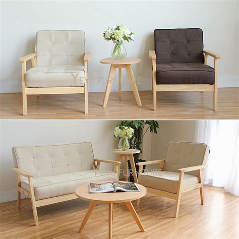minimalist modern design solid wooden fabric padded living room sofa