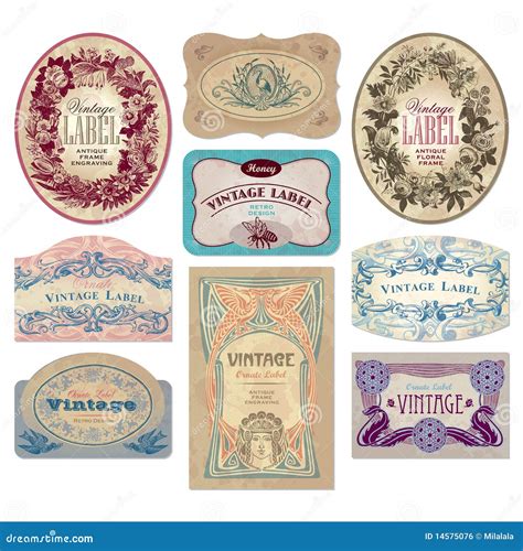 vintage labels set vector stock vector illustration  engraving greeting