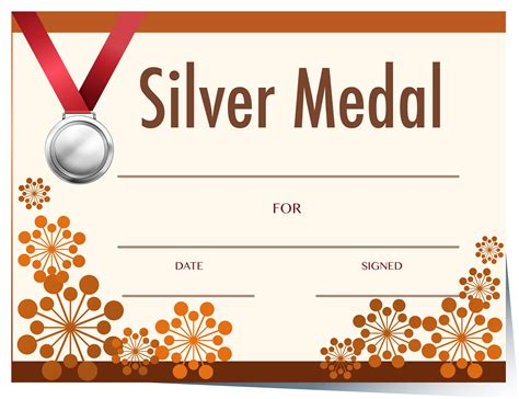 certificate template  silver medal  vector art  vecteezy