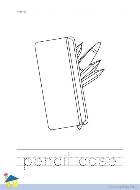 pencil case coloring worksheet  learning site