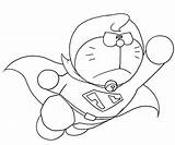 Doraemon Mewarnai Sketsa Untuk Superhero Dorami Putih Hitam Keren Terbang sketch template