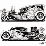 Hot Car Rod Clipart Rods Cars 1930 Drawings Illustration Vintage Rat Tattoo Cartoon Drawing Old Coloring Fink Kustom School Pinstriping sketch template