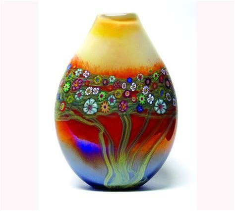 Hand Blown Art Glass Vase Mango Vines Vase By