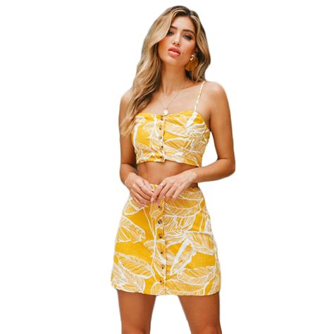 buy women summer print floral two piece set mini skirt