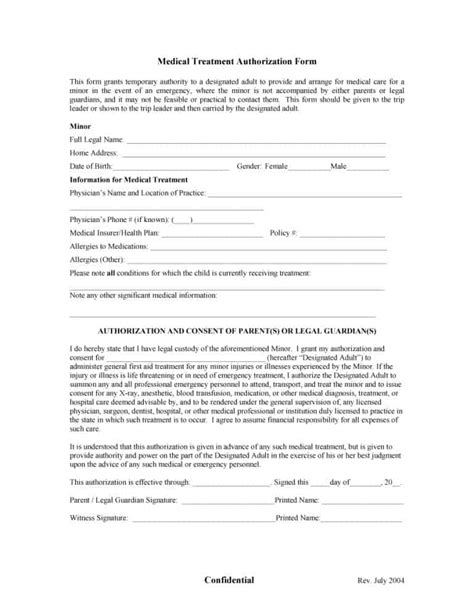 printable medical consent form  adults printable forms