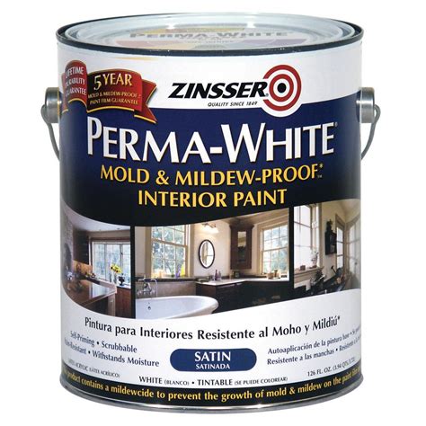 zinsser perma white  gal mold mildew proof satin interior paint  pack   home depot