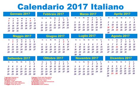 calendario italiano da stampare