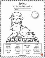 Music Coloring Spring Worksheets Sheets Dynamics Symbols Color Kids Lessons Theory Pitch Teacherspayteachers Sold Piano sketch template