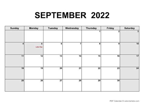 september  calendar  holidays calendarlabs