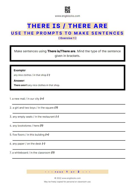 isthere  positive sentence exercise  worksheet
